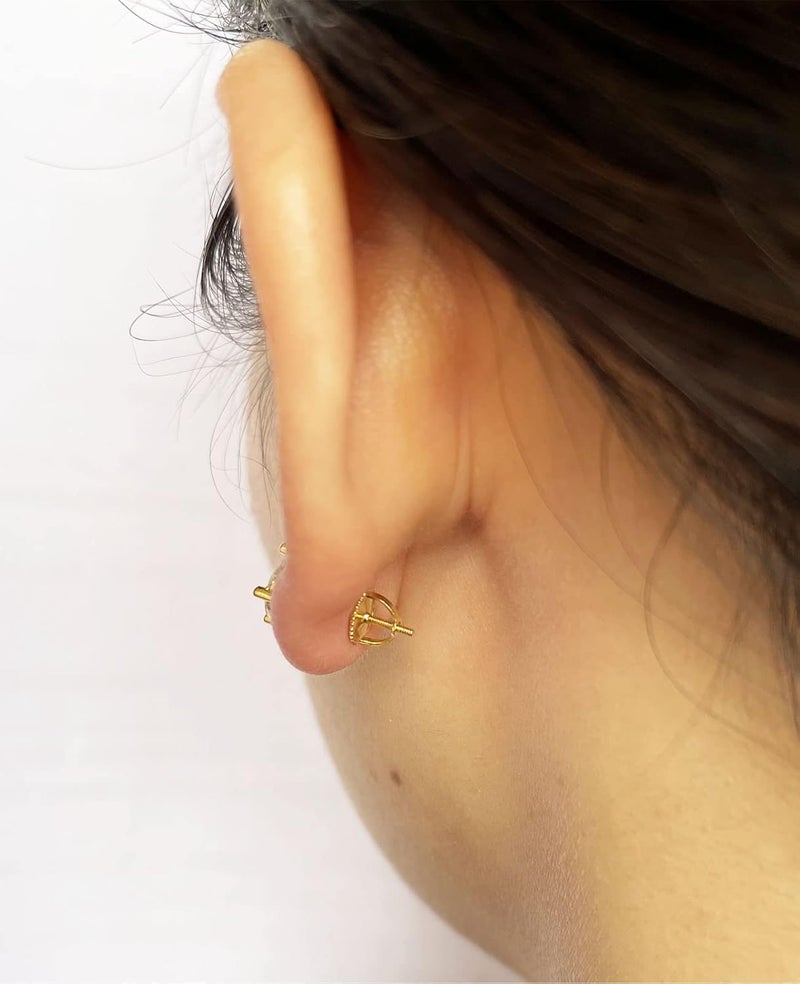 DELECOE 2 Pairs Gold Screw Earring Backs Fit for Threaded Post .032"/20 Gauge, 14K Gold Plated Sterling Silver Screw on Ear Backs Replacements for Diamond Earring Studs, Hypoallergenic Secure - Image 4